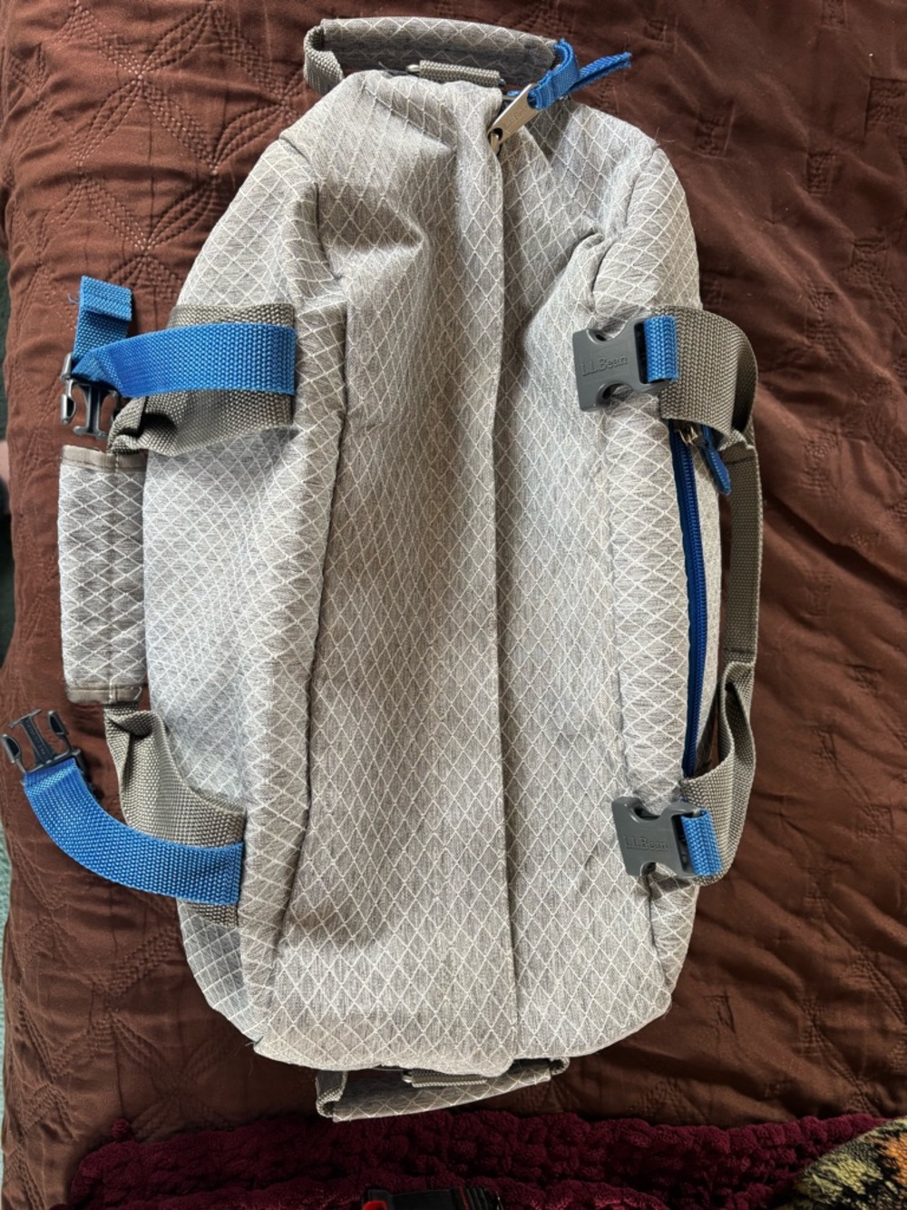 L.L. Bean Light Gray Adventure Duffle with Blue Accents - Picture 13 of 14